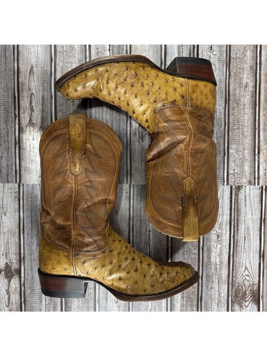 TECOVAS The Wyatt  Russet Ostrich Boots size 8 D Brown Western Leather Ropers main image 4